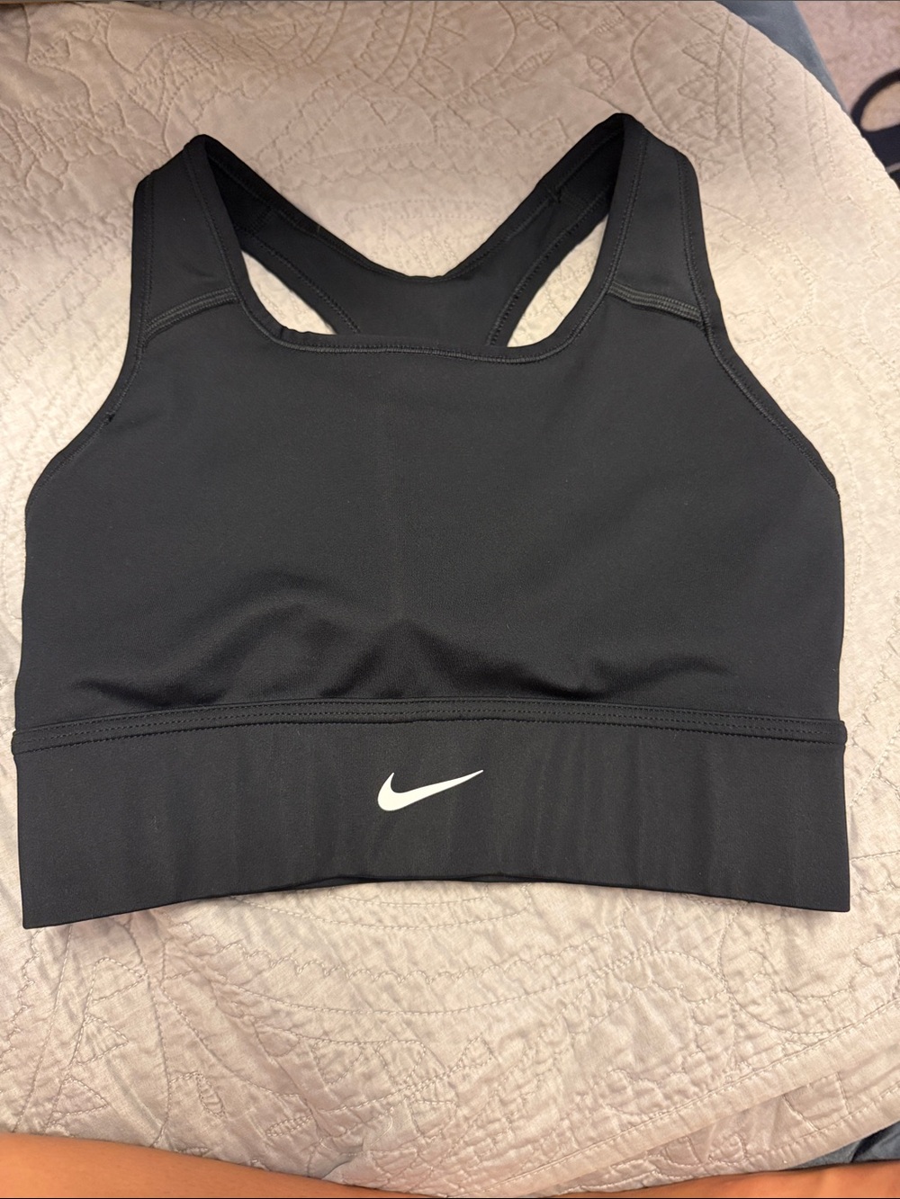 Nike Black Sports Bra with White Swoosh - Racerback Support
